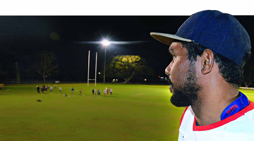 THE MAN UPSTAIRS: South Grafton Rebel Hughie Stanley watches over his teammates at McKittrick Park. PHOTO: BILL NORTH THE MAN UPSTAIRS: South Grafton Rebel Hughie Stanley watches over his teammates at McKittrick Park. PHOTO: BILL NORTH